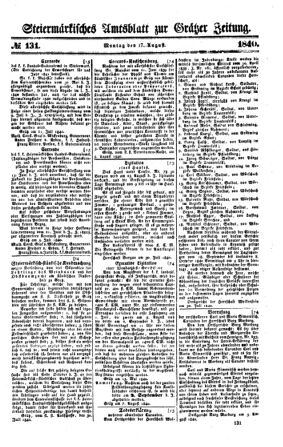 Steyermärkisches Amtsblatt zur Grätzer Zeitung 18400817 Seite: 1