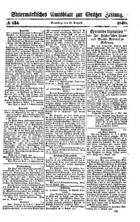 Steyermärkisches Amtsblatt zur Grätzer Zeitung 18400822 Seite: 1