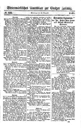 Steyermärkisches Amtsblatt zur Grätzer Zeitung 18400824 Seite: 1