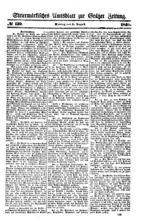 Steyermärkisches Amtsblatt zur Grätzer Zeitung 18400831 Seite: 1