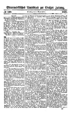 Steyermärkisches Amtsblatt zur Grätzer Zeitung 18400901 Seite: 1