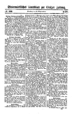 Steyermärkisches Amtsblatt zur Grätzer Zeitung 18400922 Seite: 1