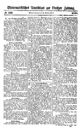 Steyermärkisches Amtsblatt zur Grätzer Zeitung 18400924 Seite: 1