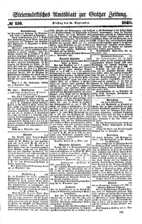 Steyermärkisches Amtsblatt zur Grätzer Zeitung 18400929 Seite: 1