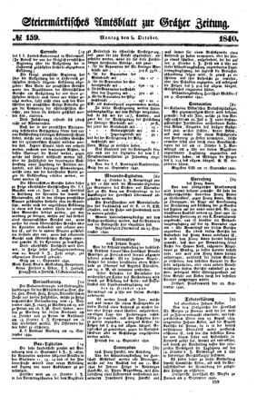 Steyermärkisches Amtsblatt zur Grätzer Zeitung 18401005 Seite: 1