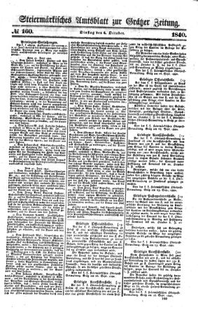 Steyermärkisches Amtsblatt zur Grätzer Zeitung 18401006 Seite: 1