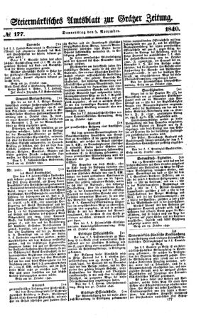 Steyermärkisches Amtsblatt zur Grätzer Zeitung 18401105 Seite: 1