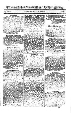 Steyermärkisches Amtsblatt zur Grätzer Zeitung 18401112 Seite: 1