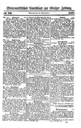 Steyermärkisches Amtsblatt zur Grätzer Zeitung 18401116 Seite: 1