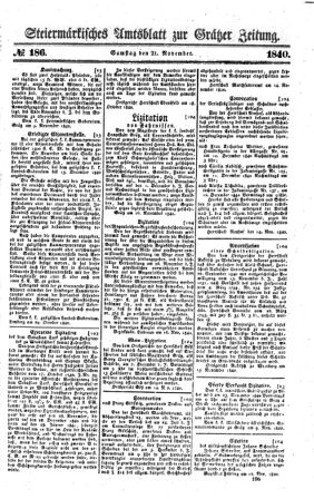 Steyermärkisches Amtsblatt zur Grätzer Zeitung 18401121 Seite: 1