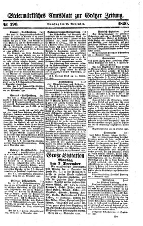 Steyermärkisches Amtsblatt zur Grätzer Zeitung 18401128 Seite: 1