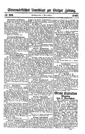 Steyermärkisches Amtsblatt zur Grätzer Zeitung 18401201 Seite: 1