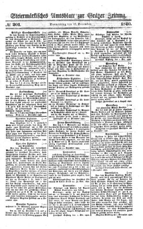 Steyermärkisches Amtsblatt zur Grätzer Zeitung 18401217 Seite: 1