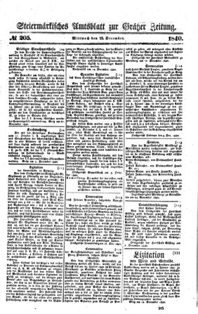 Steyermärkisches Amtsblatt zur Grätzer Zeitung 18401223 Seite: 1