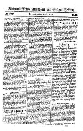 Steyermärkisches Amtsblatt zur Grätzer Zeitung 18401231 Seite: 1