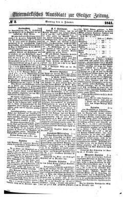 Steyermärkisches Amtsblatt zur Grätzer Zeitung 18410104 Seite: 1