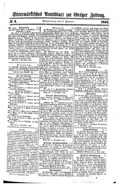 Steyermärkisches Amtsblatt zur Grätzer Zeitung 18410107 Seite: 1