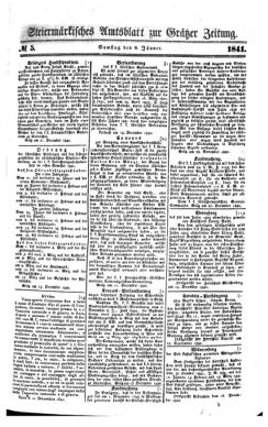 Steyermärkisches Amtsblatt zur Grätzer Zeitung 18410109 Seite: 1