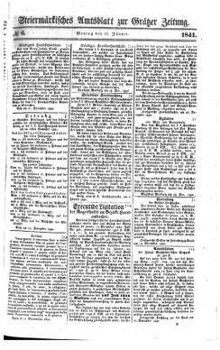 Steyermärkisches Amtsblatt zur Grätzer Zeitung 18410111 Seite: 1