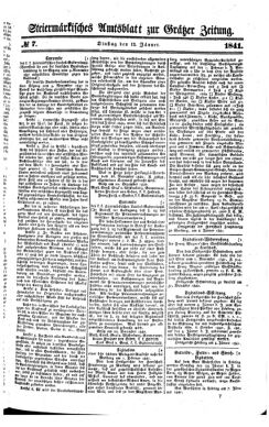 Steyermärkisches Amtsblatt zur Grätzer Zeitung 18410112 Seite: 1