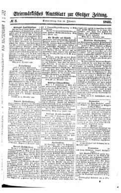 Steyermärkisches Amtsblatt zur Grätzer Zeitung 18410114 Seite: 1