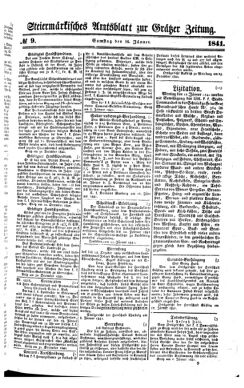 Steyermärkisches Amtsblatt zur Grätzer Zeitung 18410116 Seite: 1