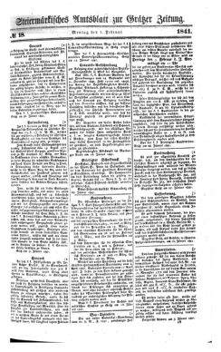 Steyermärkisches Amtsblatt zur Grätzer Zeitung 18410201 Seite: 1