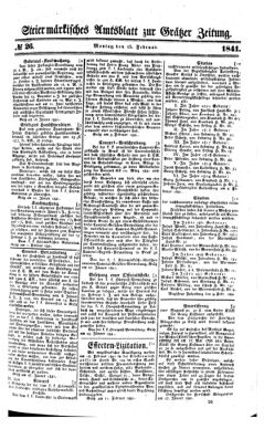 Steyermärkisches Amtsblatt zur Grätzer Zeitung 18410215 Seite: 1