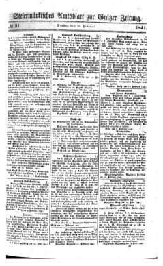 Steyermärkisches Amtsblatt zur Grätzer Zeitung 18410223 Seite: 1