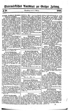 Steyermärkisches Amtsblatt zur Grätzer Zeitung 18410306 Seite: 1