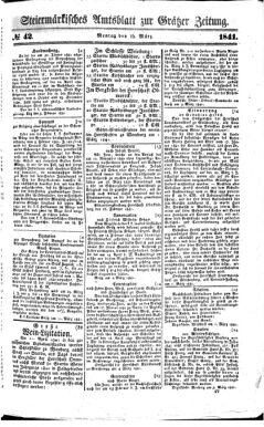 Steyermärkisches Amtsblatt zur Grätzer Zeitung 18410315 Seite: 1