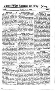 Steyermärkisches Amtsblatt zur Grätzer Zeitung 18410316 Seite: 1