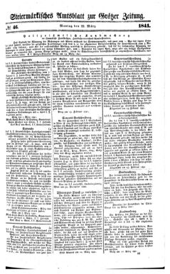 Steyermärkisches Amtsblatt zur Grätzer Zeitung 18410322 Seite: 1