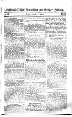 Steyermärkisches Amtsblatt zur Grätzer Zeitung 18410401 Seite: 1