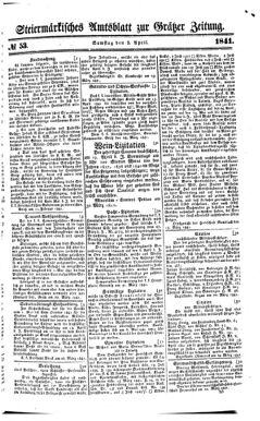 Steyermärkisches Amtsblatt zur Grätzer Zeitung 18410403 Seite: 1