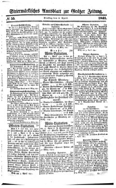 Steyermärkisches Amtsblatt zur Grätzer Zeitung 18410406 Seite: 1