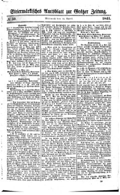 Steyermärkisches Amtsblatt zur Grätzer Zeitung 18410414 Seite: 1