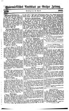 Steyermärkisches Amtsblatt zur Grätzer Zeitung 18410420 Seite: 1