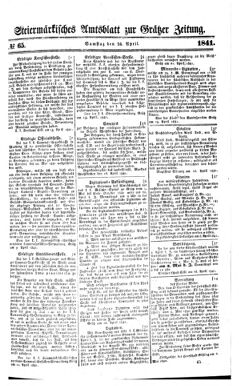 Steyermärkisches Amtsblatt zur Grätzer Zeitung 18410424 Seite: 1