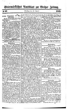 Steyermärkisches Amtsblatt zur Grätzer Zeitung 18410427 Seite: 1