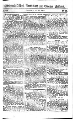 Steyermärkisches Amtsblatt zur Grätzer Zeitung 18410429 Seite: 1