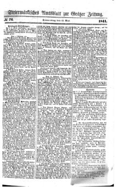 Steyermärkisches Amtsblatt zur Grätzer Zeitung 18410513 Seite: 1