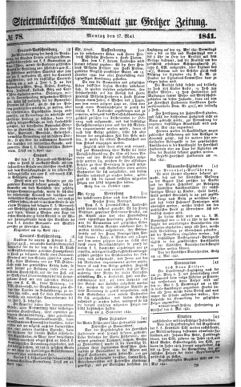 Steyermärkisches Amtsblatt zur Grätzer Zeitung 18410517 Seite: 1