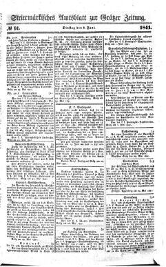 Steyermärkisches Amtsblatt zur Grätzer Zeitung 18410608 Seite: 1