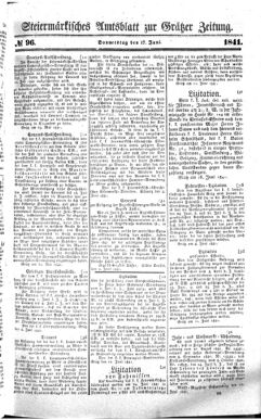 Steyermärkisches Amtsblatt zur Grätzer Zeitung 18410617 Seite: 1