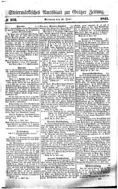 Steyermärkisches Amtsblatt zur Grätzer Zeitung 18410630 Seite: 1