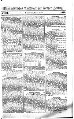 Steyermärkisches Amtsblatt zur Grätzer Zeitung 18410701 Seite: 1