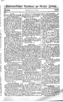 Steyermärkisches Amtsblatt zur Grätzer Zeitung 18410703 Seite: 1