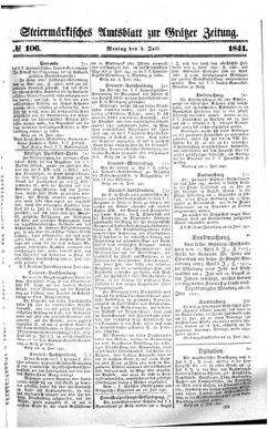 Steyermärkisches Amtsblatt zur Grätzer Zeitung 18410705 Seite: 1