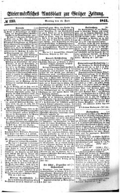 Steyermärkisches Amtsblatt zur Grätzer Zeitung 18410712 Seite: 1